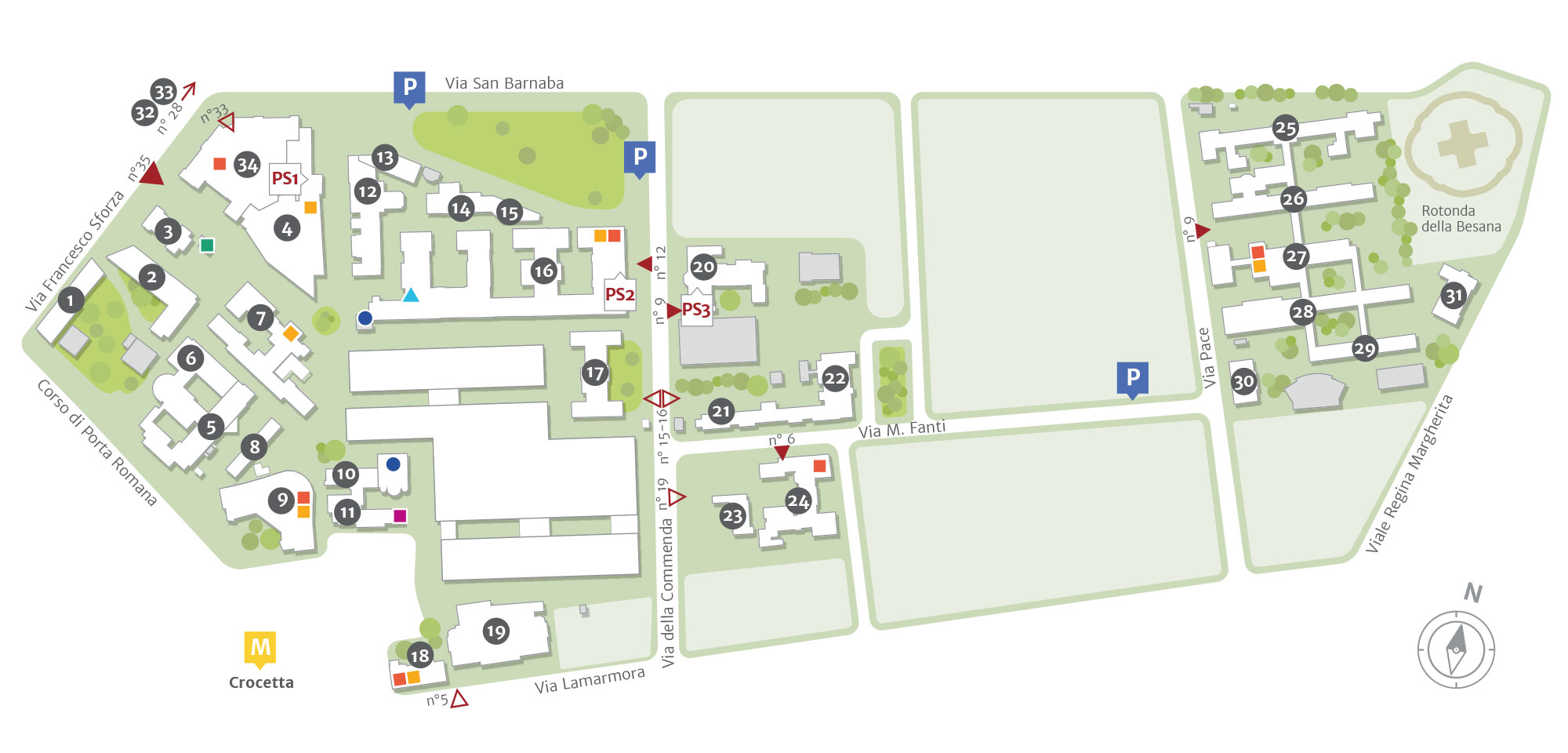 Map of the Policlinico