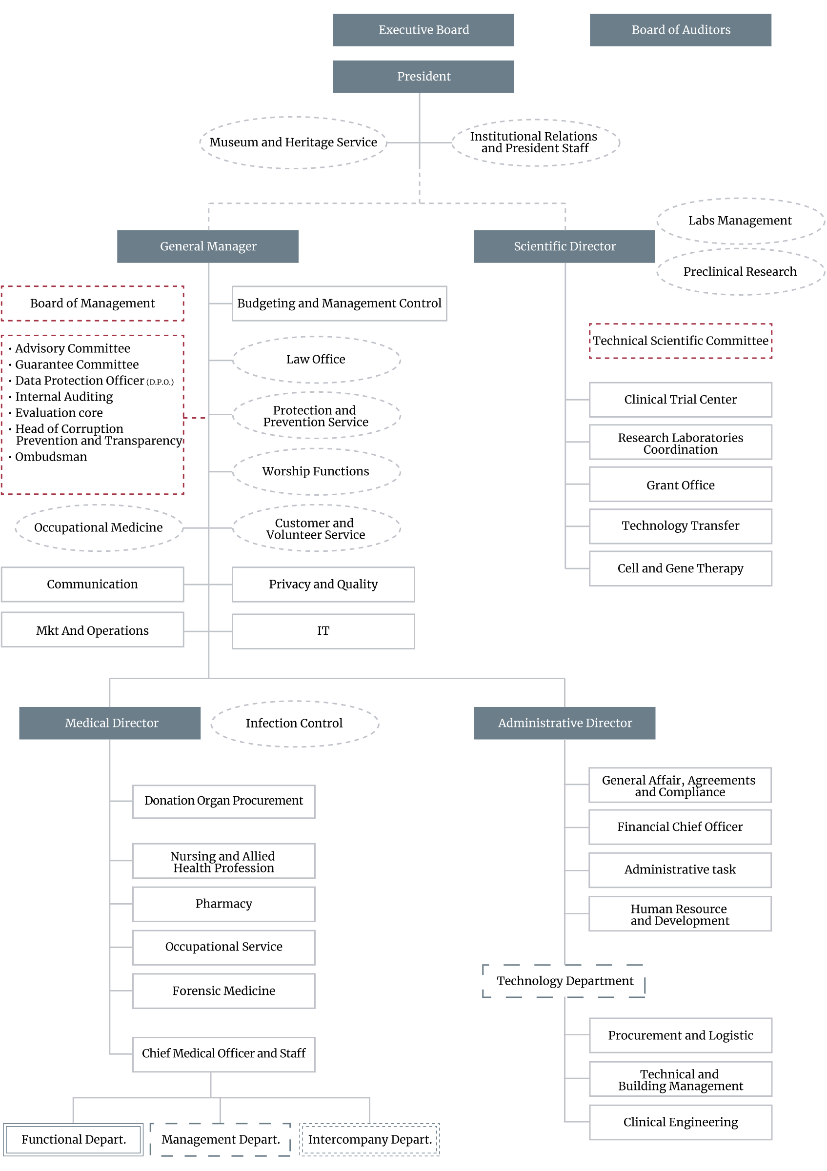 Organization chart of the Policlinico di Milano
