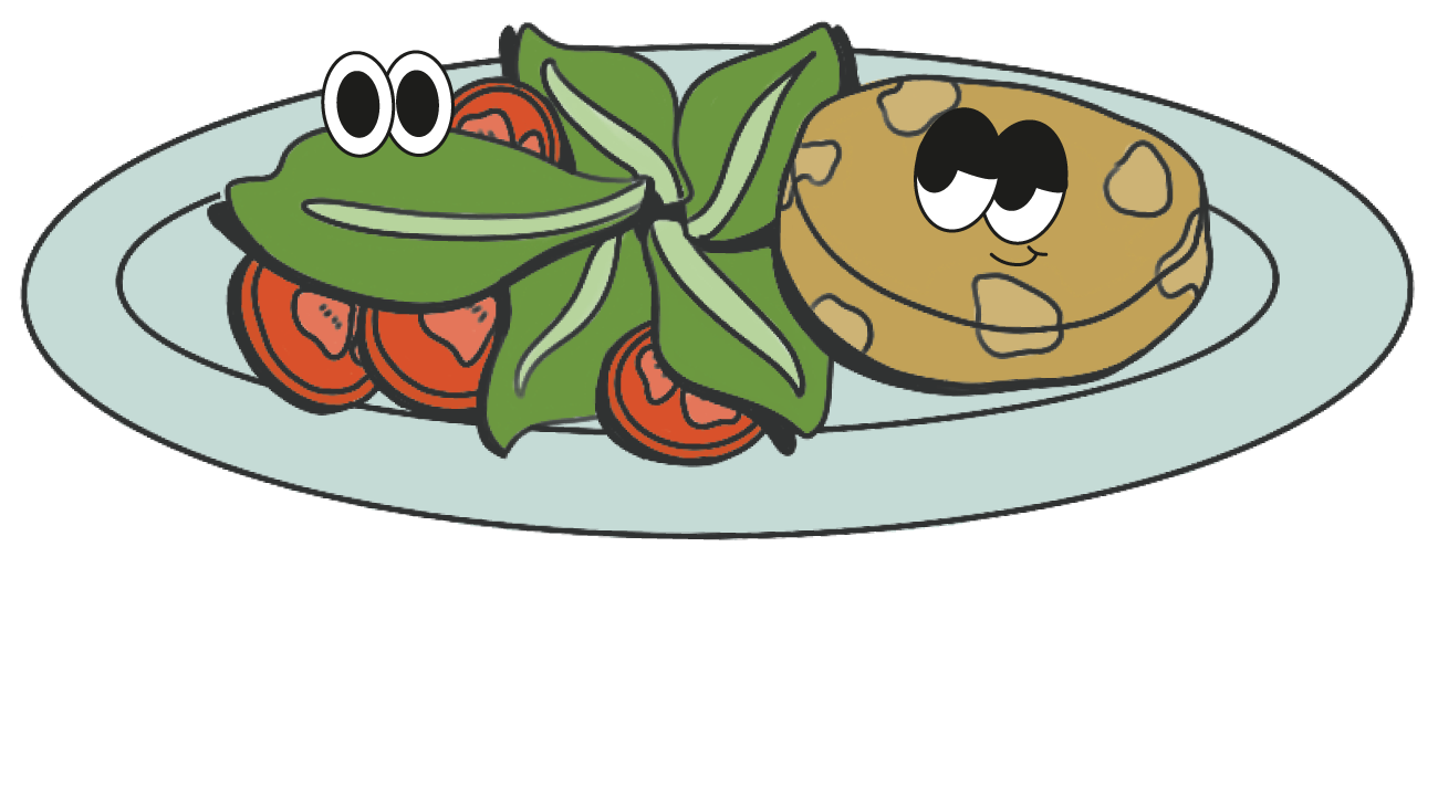 Illustrazione della ricetta 'Hamburger di ceci con insalata e pomodori'