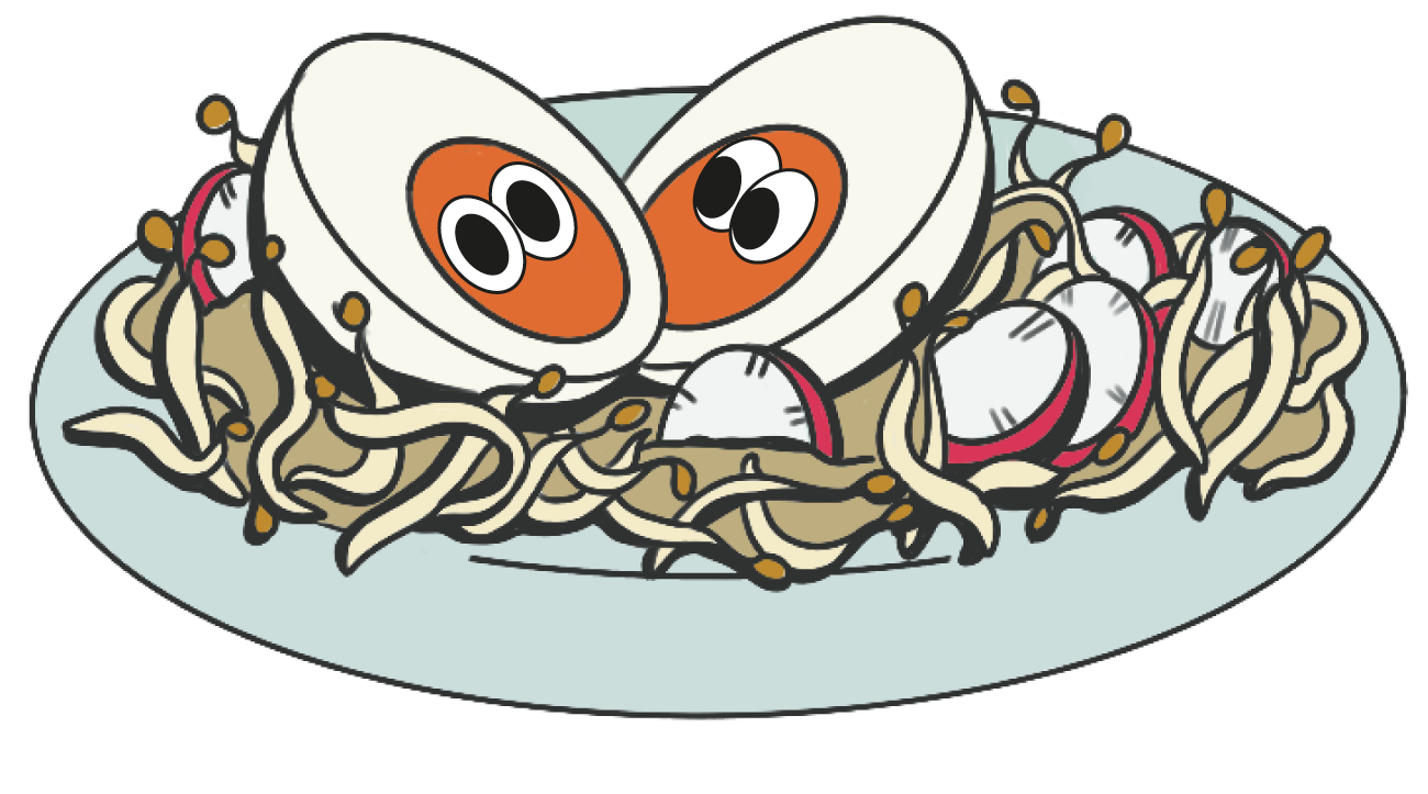 Illustrazione della ricetta 'Insalata con uovo sodo, germogli e ravanelli'