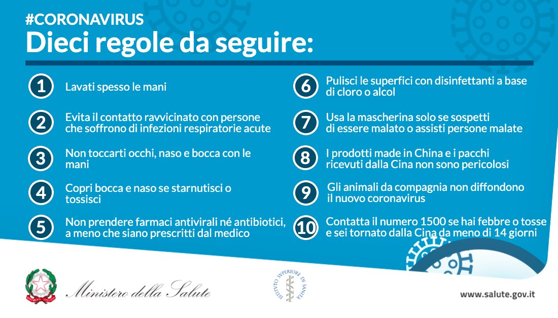 Risultato immagini per 10 regole da seguire coronavirus